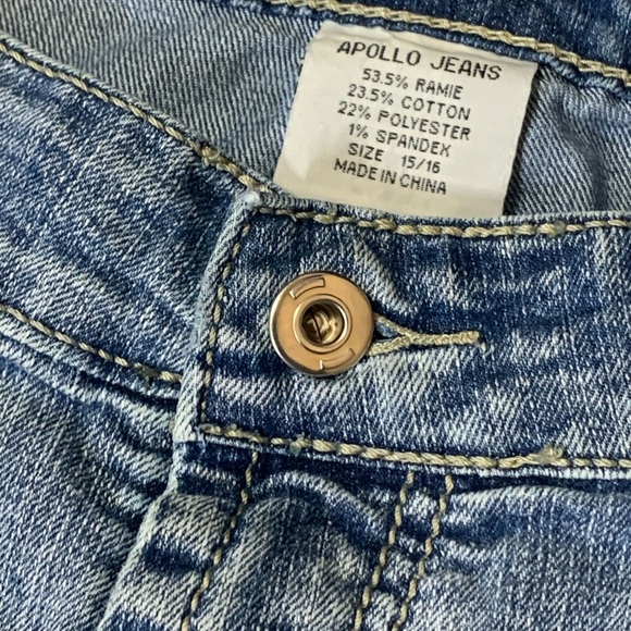 Y2K Apollo Jeans Size 15/16 Jeans Bootcut Stretch Rhinestones - Picture 2 of 11